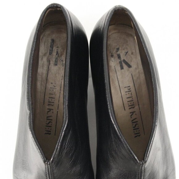 Peter Kaiser Black Leather Square Toe Slip On Block Heel Ankle Boot Sz 4.5 - Picture 9 of 15